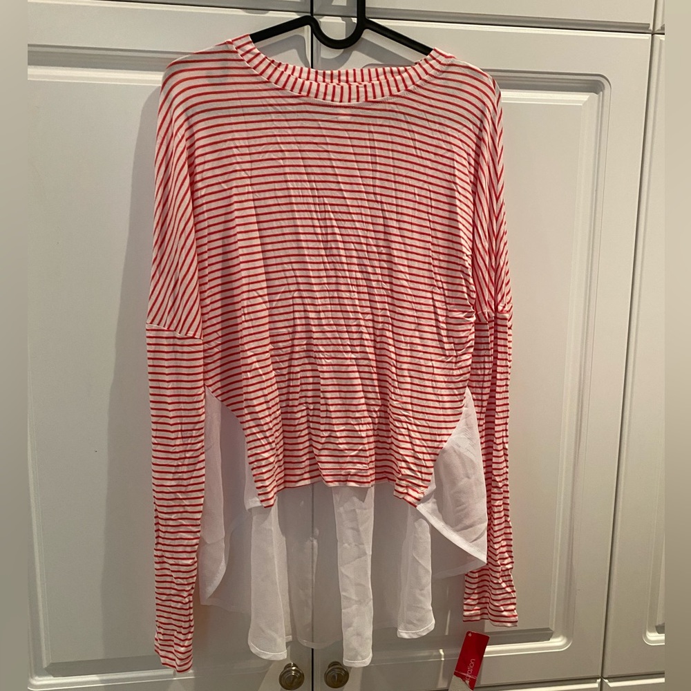 Xhiliration Striped High Low Top Size Large NWT